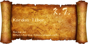 Kordos Tibor névjegykártya